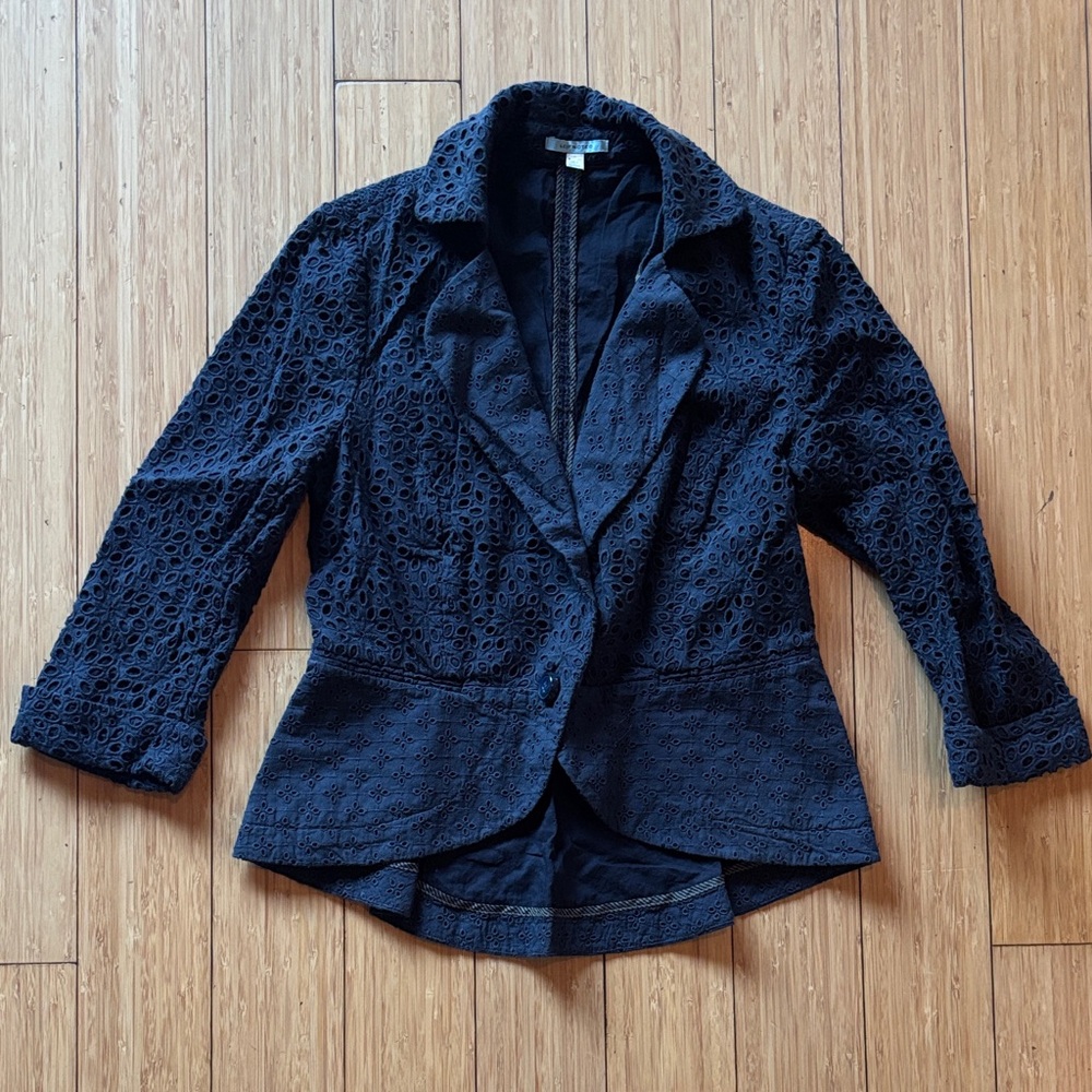 Anthropologie Women’s Navy Eyelet Blazer Jacket